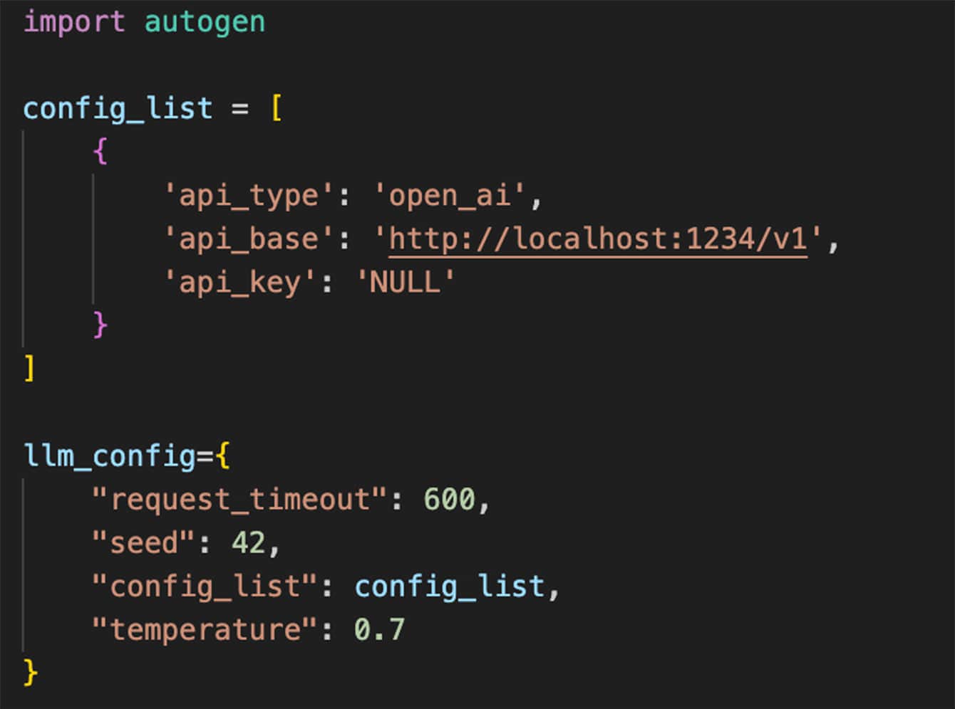 AutoGenのimportとLM Studioへの接続設定
